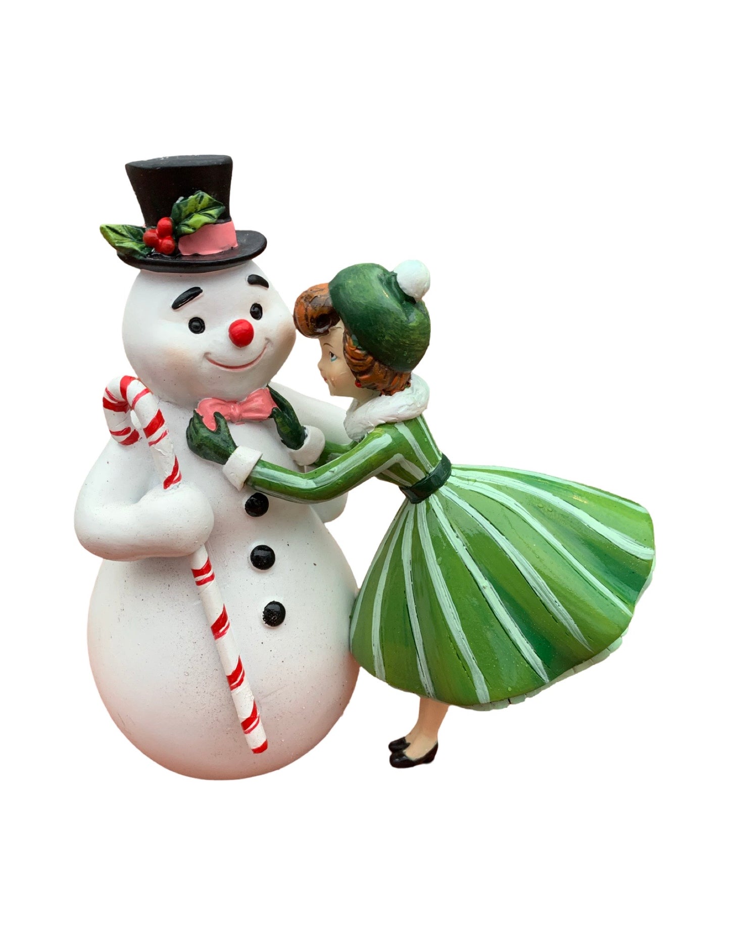 Resin Retro Snowman w/Lady