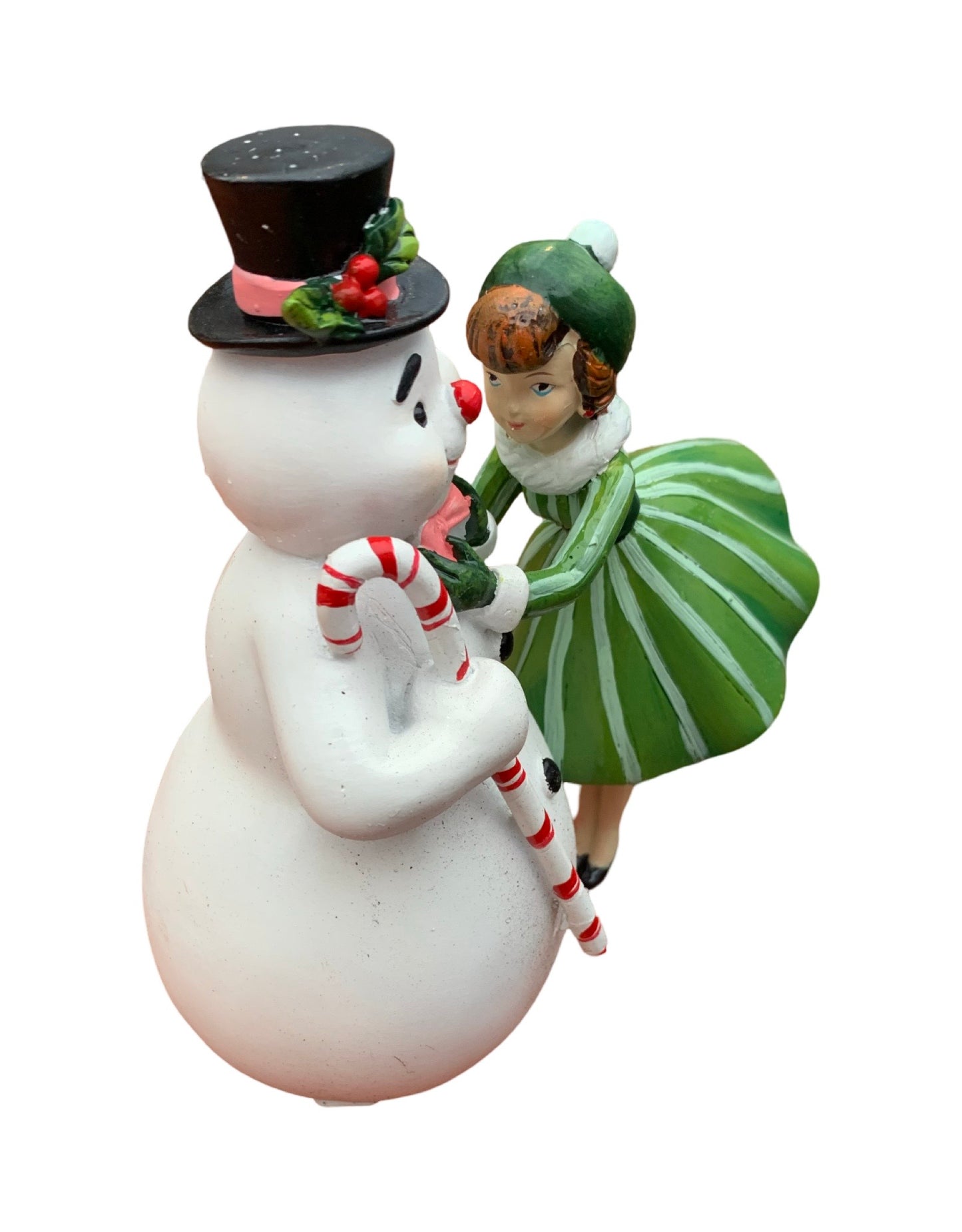 Resin Retro Snowman w/Lady