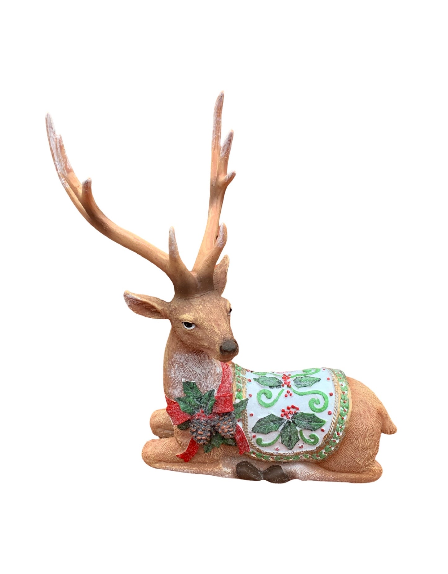 Resin Deer with Holly Saddle