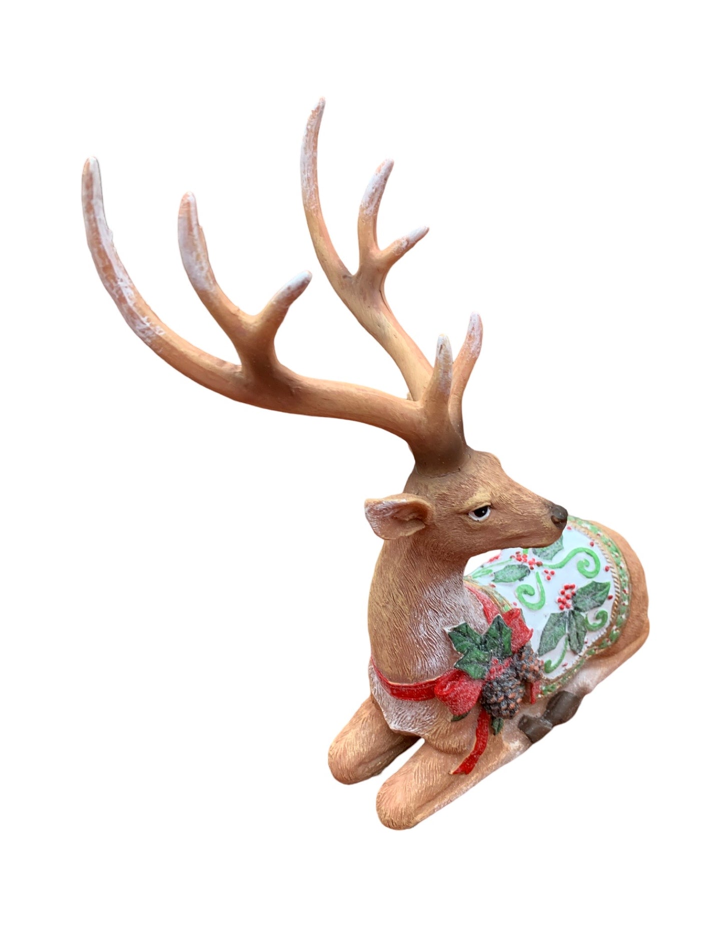 Resin Deer with Holly Saddle