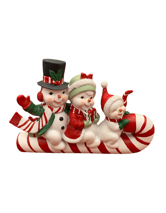 Snowman Family on Candy Cane