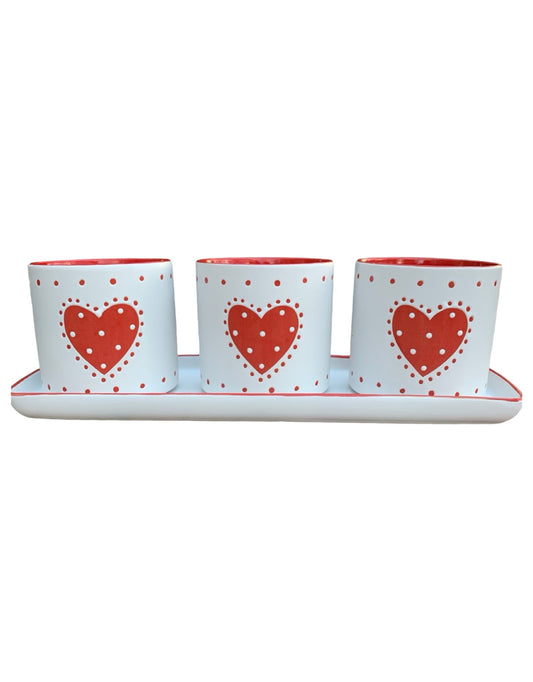 Red Country Heart Tray Set