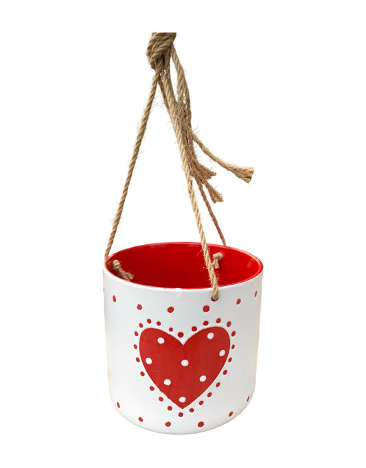 Red Country Heart Hanging Pot