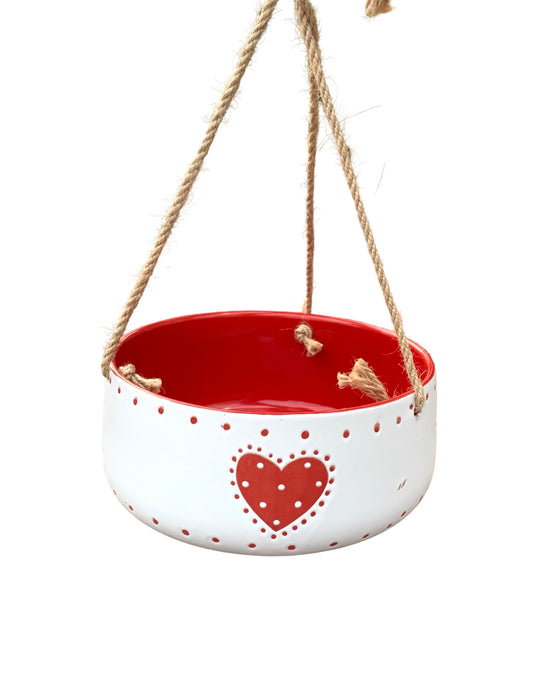 Red Country Heart Hanging Pot