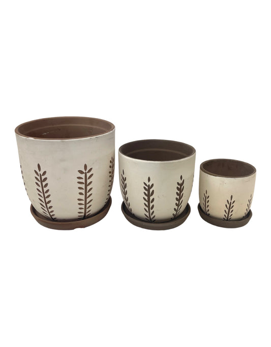 Hallie Reed Planter w/ Saucer Chocolate