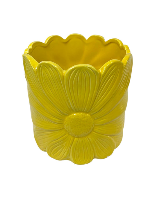 Yellow Daisy Planter Ceramic 8 inch