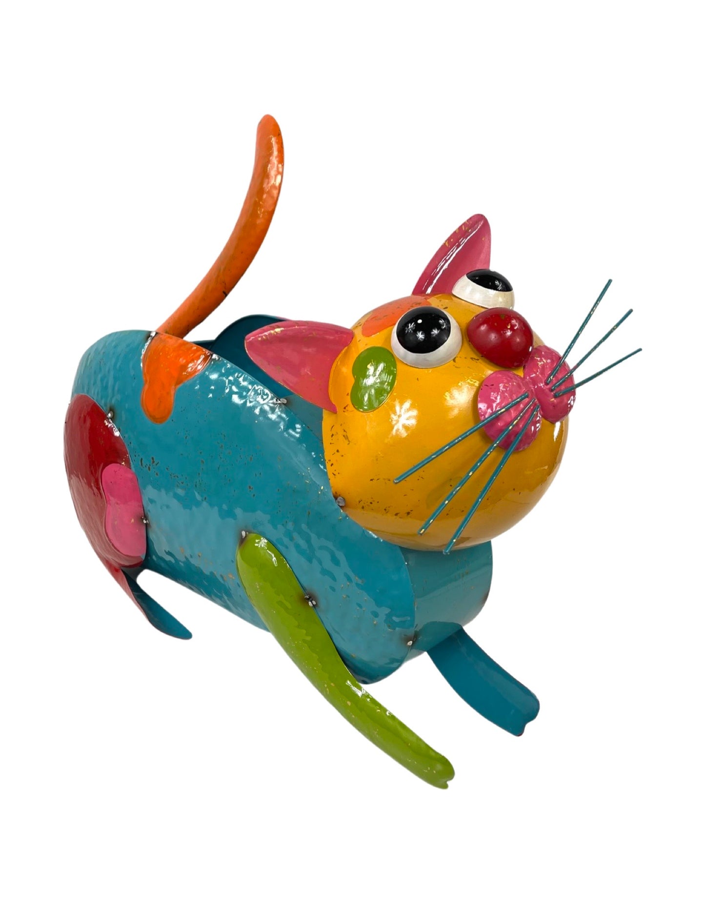 Enamel Metal Colorful Cat Planter Extra Large