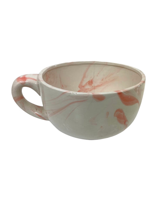 Marbled Tea Cup Planter Pink 8 inch